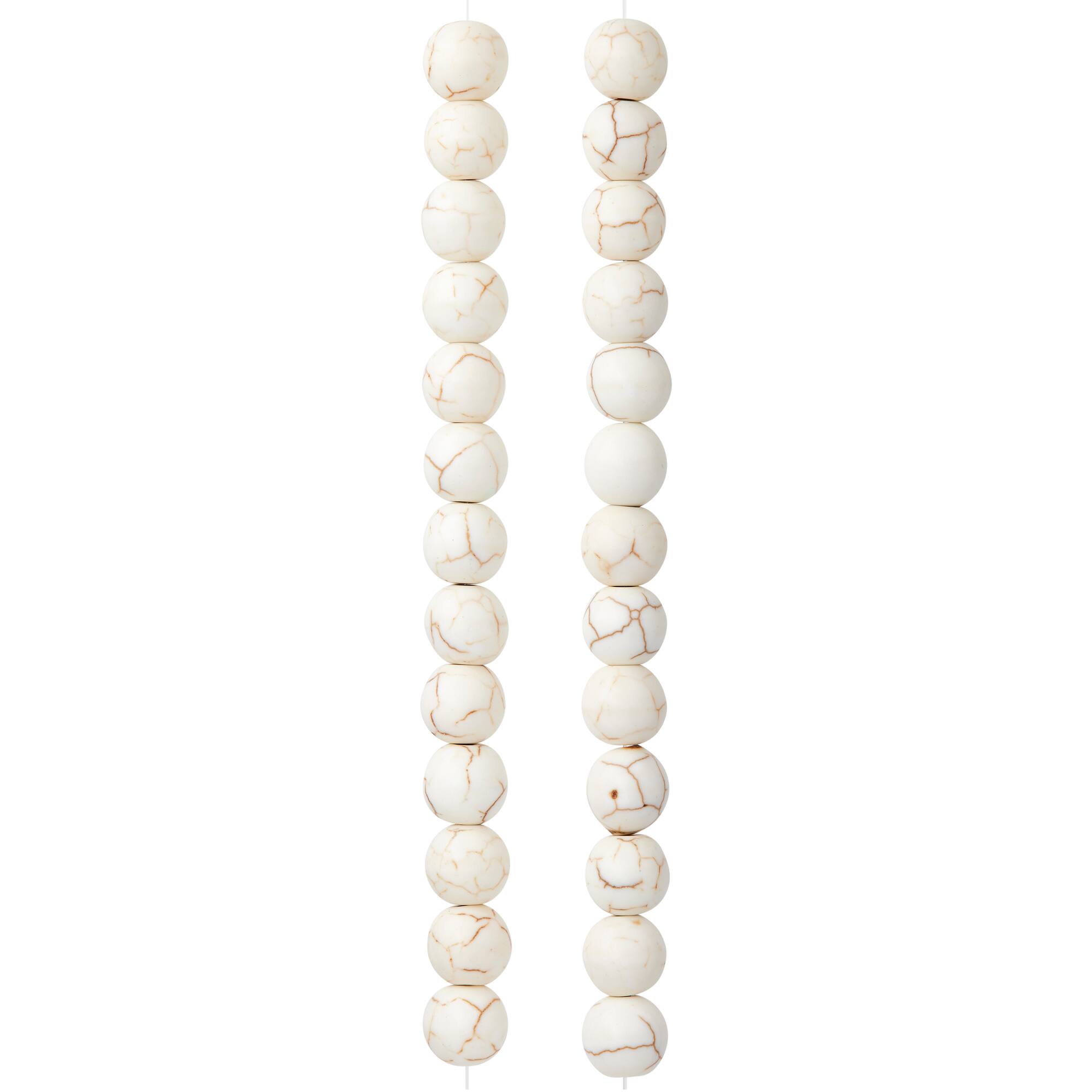 White Crackle Dyed Howlite Round Beads, 8mm by Bead Landing™